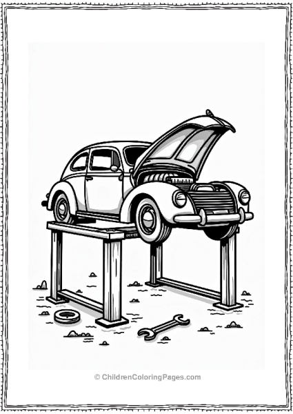 Classic Cars On A Lift Free PDF Printable