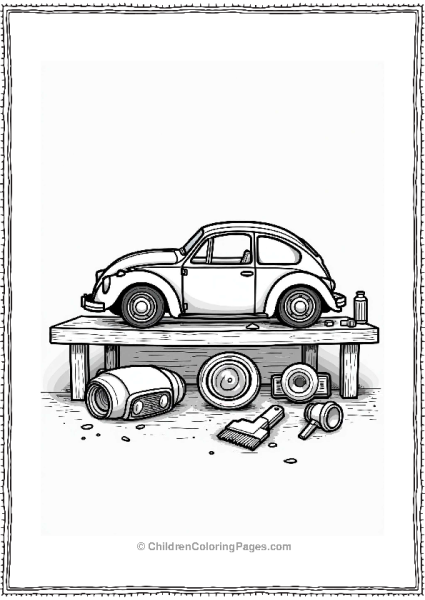 Classic Cars Parts On A Workbench Free PDF Printable