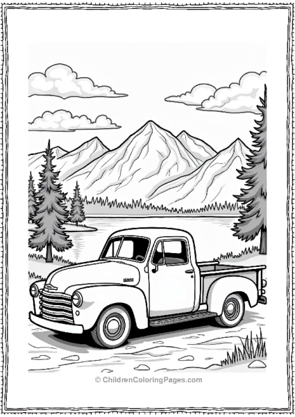 Classic Cars Pickup Truck By The Lake Free PDF Printable