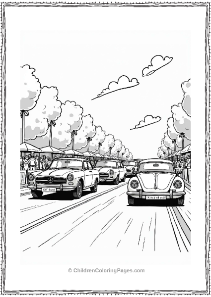 Classic Cars Rally On A Sunny Day Free PDF Printable
