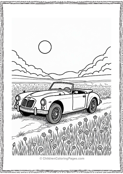 Classic Cars Roadster In A Flower Field Free PDF Printable