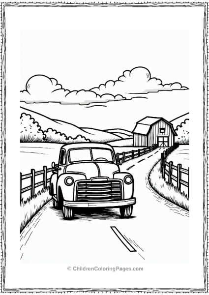 Classic Cars Vintage Pickup Truck On Country Road Free PDF Printable