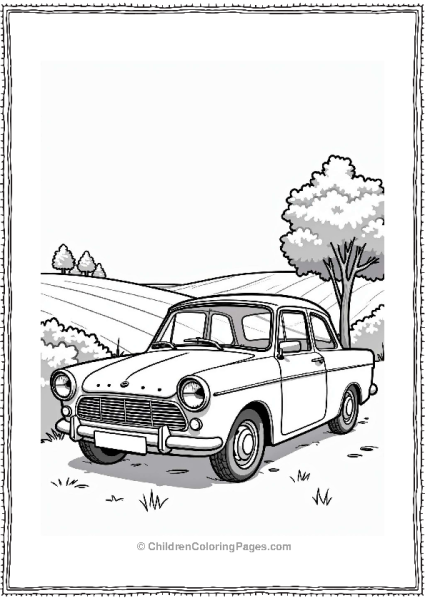 Classic Ford Anglia In Countryside Free PDF Printable