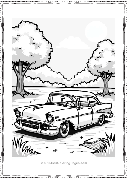 Classic Lowrider Car In The Park Free PDF Printable