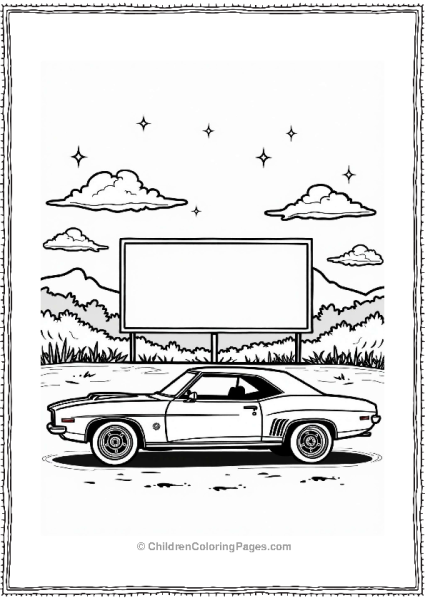 Classic Muscle Cars At Drive In Theater Free PDF Printable