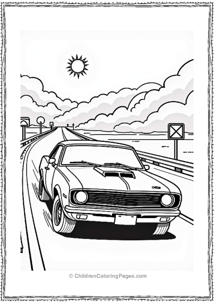 Classic Muscle Cars On A Sunny Highway Free PDF Printable