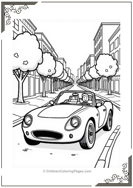 Convertible Sports Cars Cruising City Avenue Free PDF Printable