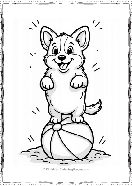 Corgi Balancing On A Beach Ball Free PDF Printable