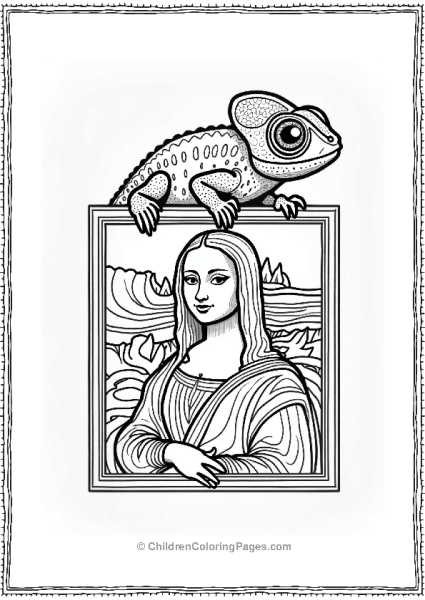 Curious Chameleon With Mona Lisa Free PDF Printable