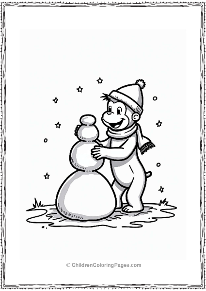 Curious George Building A Snowman Free PDF Printable