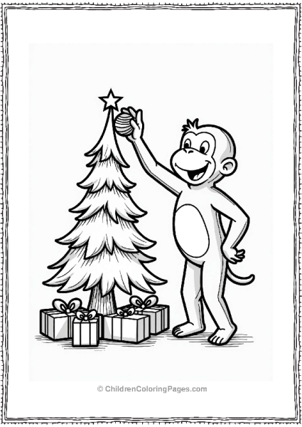 Curious George Decorating A Christmas Tree Free PDF Printable