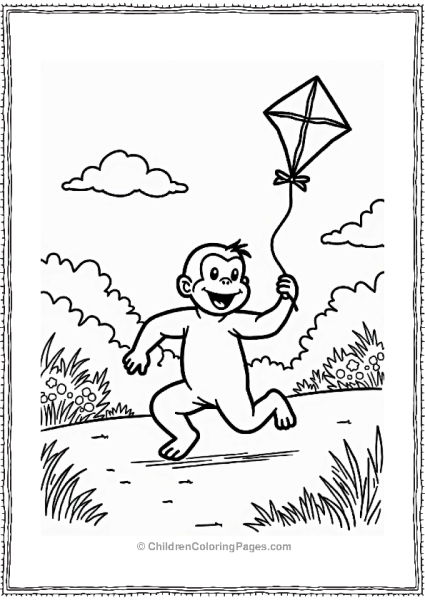 Curious George Flying A Kite In Spring Free PDF Printable