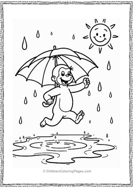 Curious George Jumping In Puddles Free PDF Printable