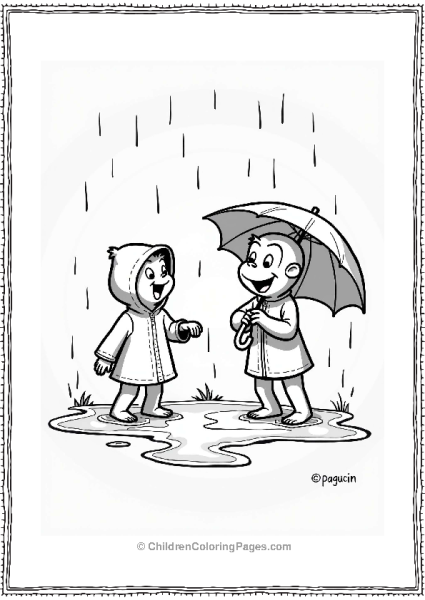 Curious George Playing In The Rain Free PDF Printable