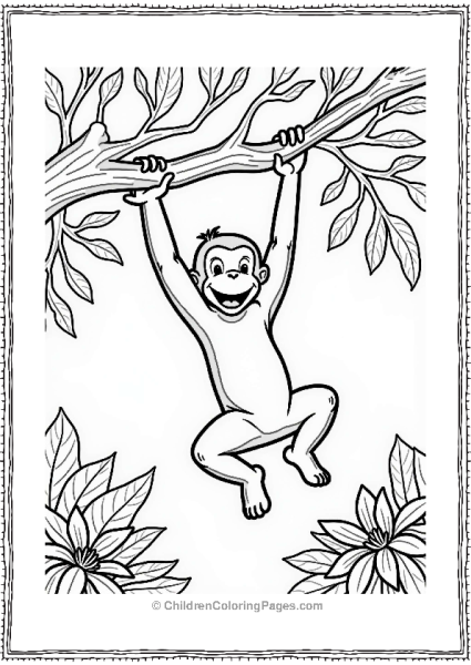 Curious George Swinging In The Jungle Free PDF Printable