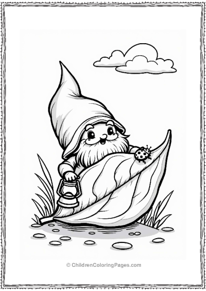 Curious Leaf Gnome With Lantern Free PDF Printable