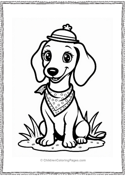 Dachshund With Bandana And Hat Free PDF Printable