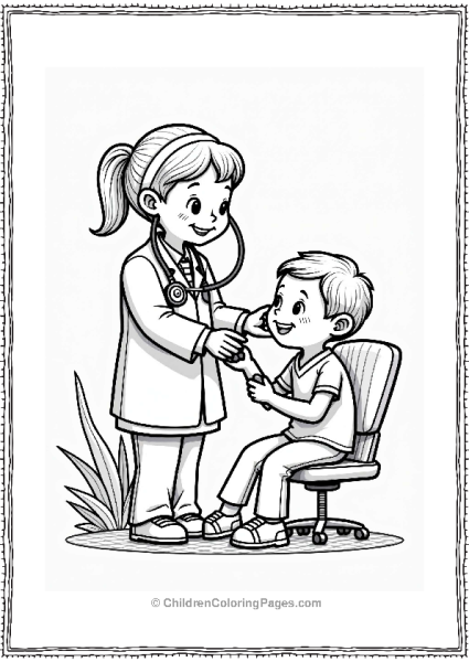 Doctor Nurse Doctor Checking Childs Heart Free PDF Printable