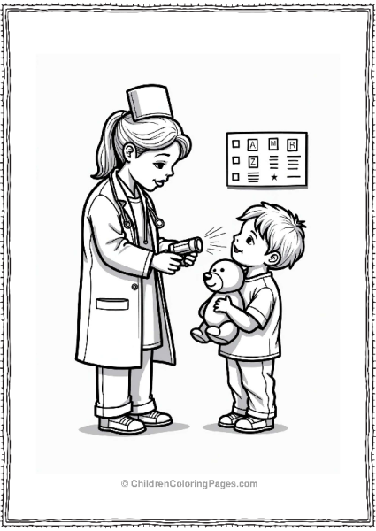 Doctor Nurse Doctor Examining Child With Stuffed Animal Free PDF Printable