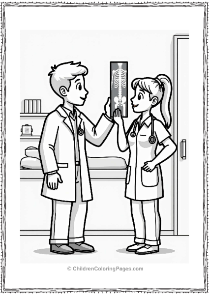 Doctor Nurse Doctor Reviewing X Ray In Hospital Free PDF Printable