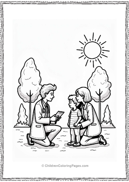 Doctor Nurse Doctor Talking To Family At Health Fair Free PDF Printable