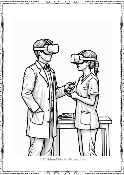 Doctor Nurse Doctor Using Virtual Reality Headset Free PDF Printable