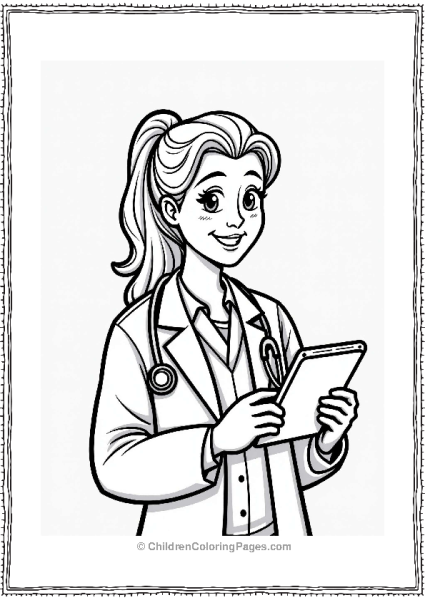 Doctor Nurse Friendly Doctor With Tablet Free PDF Printable