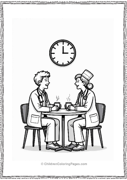 Doctor Nurse In Break Room Free PDF Printable
