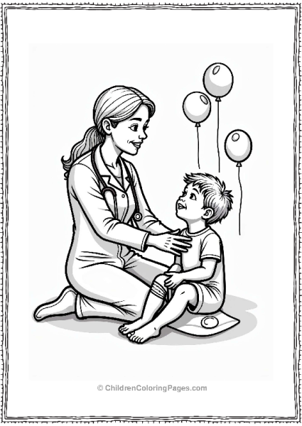 Doctor Nurse Nurse Bandaging Childs Knee Free PDF Printable