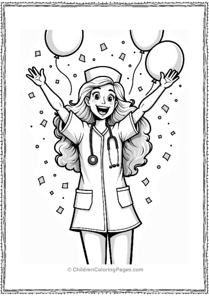 Doctor Nurse Nurse Celebrating With Confetti Free PDF Printable