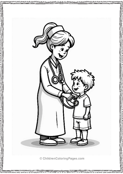 Doctor Nurse Nurse Checking Childs Heartbeat Free PDF Printable