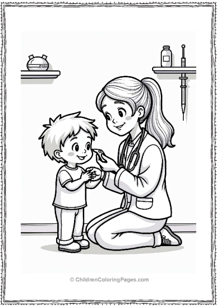 Doctor Nurse Nurse Checking Childs Temperature Free PDF Printable