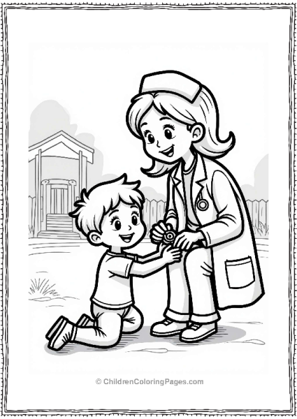 Doctor Nurse Nurse Helping Child With Band Aid Free PDF Printable