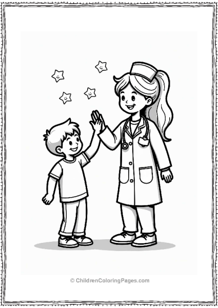Doctor Nurse Nurse High Fiving A Happy Child Free PDF Printable