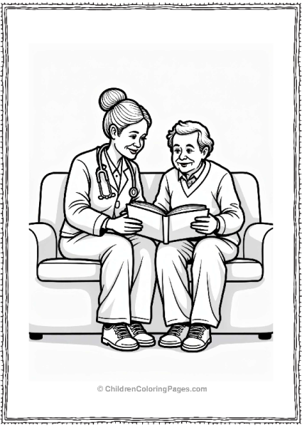 Doctor Nurse Nurse Reading With Elderly Patient Free PDF Printable