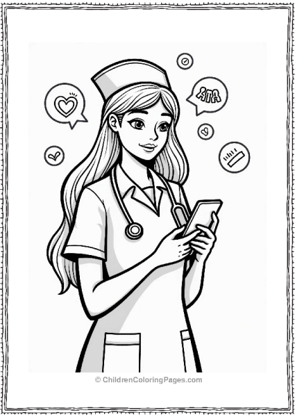 Doctor Nurse Nurse Using Mobile Health App Free PDF Printable