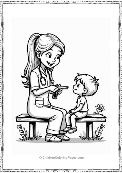 Doctor Nurse Nurse With Thermometer At Health Fair Free PDF Printable