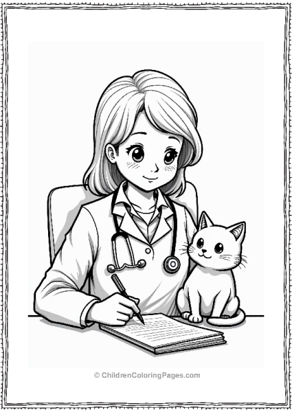 Doctor Nurse With Curious Cat Free PDF Printable