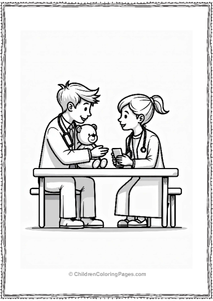 Doctor Nurse With Young Patient Free PDF Printable