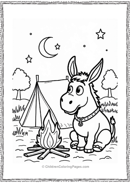 Shrek Donkey Camping Under A Starry Sky Free PDF Printable