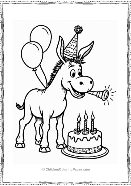 Shrek Donkey Celebrating At A Birthday Party Free PDF Printable