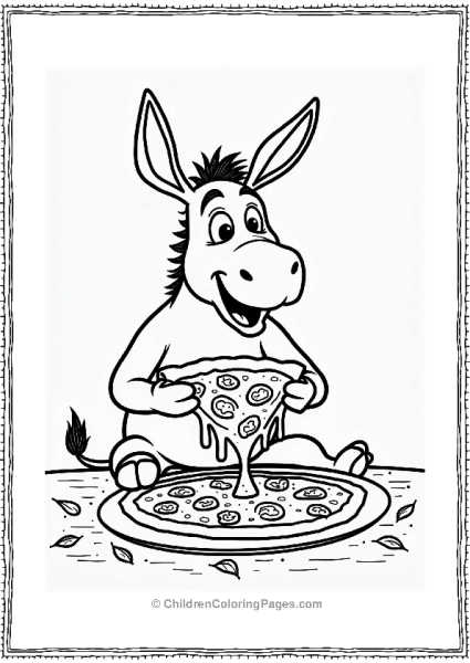 Shrek Donkey Enjoying A Slice Of Pizza Free PDF Printable