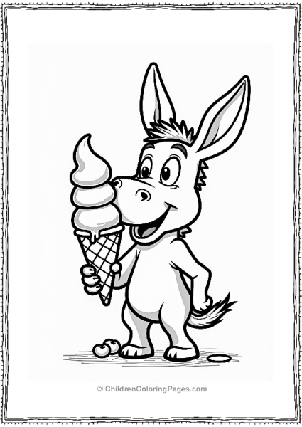 Shrek Donkey Enjoying Ice Cream Cone Free PDF Printable