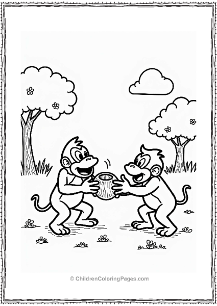 Donkey Kong And Donkey Kong Playing Catch Free PDF Printable