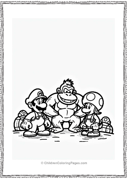 Donkey Kong And Friends Coloring Page Free PDF Printable