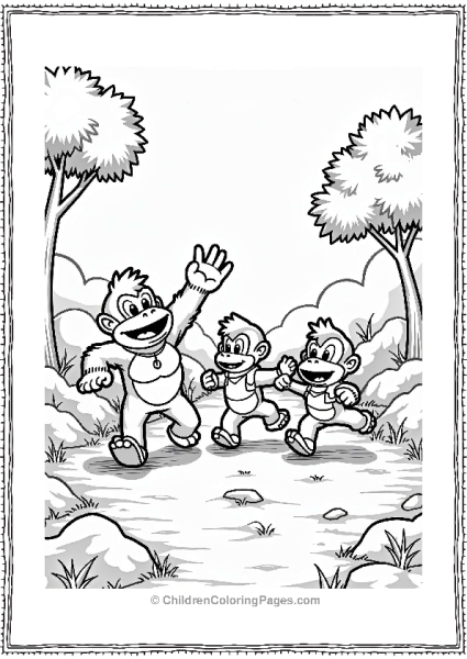 Donkey Kong And Friends Playing Tag In The Jungle Free PDF Printable