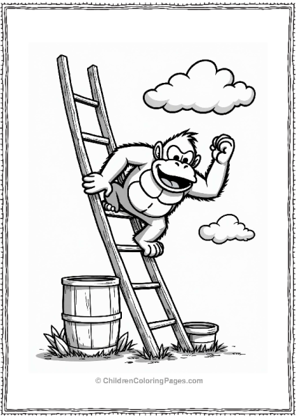 Donkey Kong Climbing A Ladder Free PDF Printable