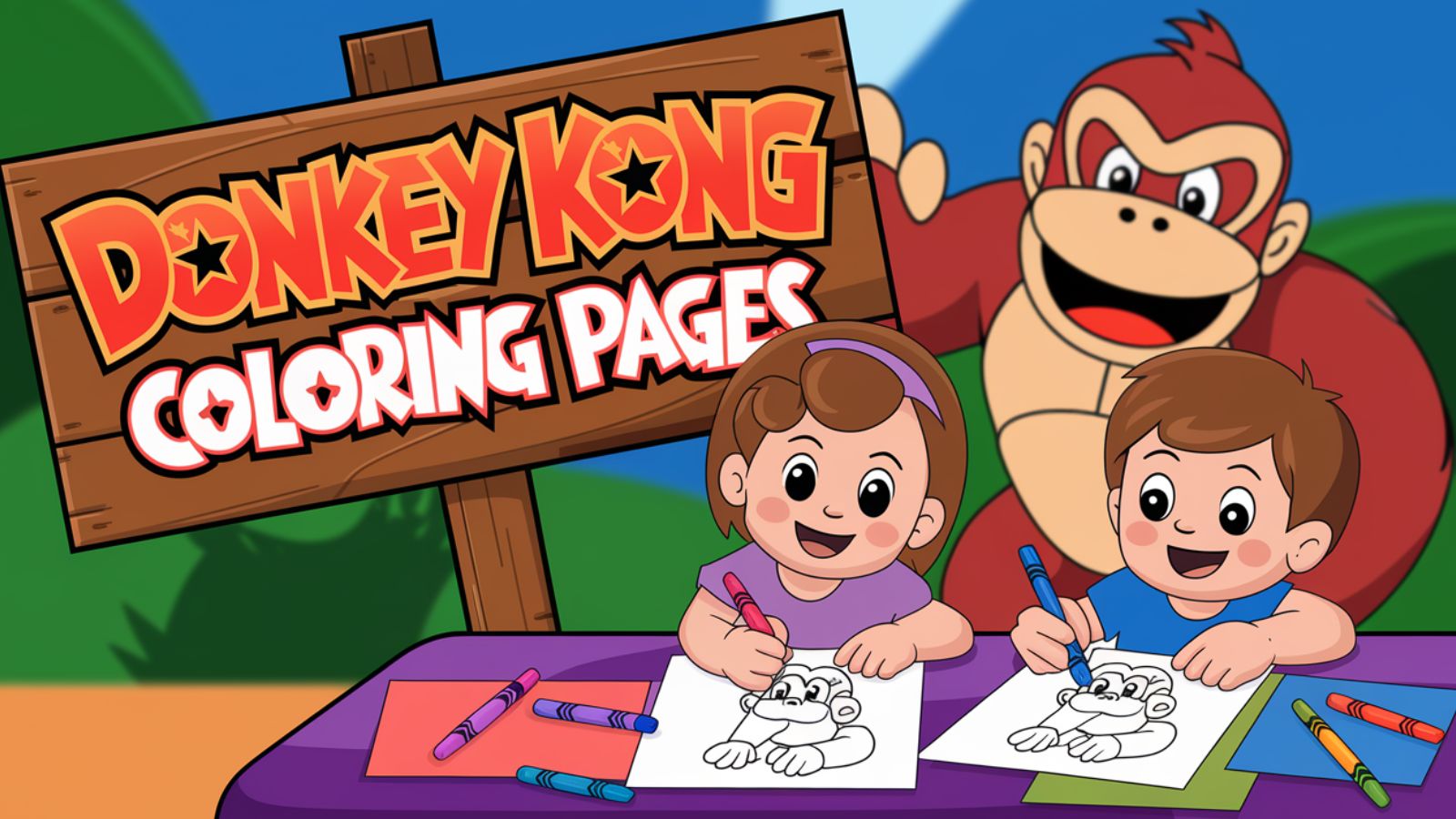 Donkey Kong Coloring Pages – Free PDF Printables 🦍🍌🐵👨‍👩‍👧