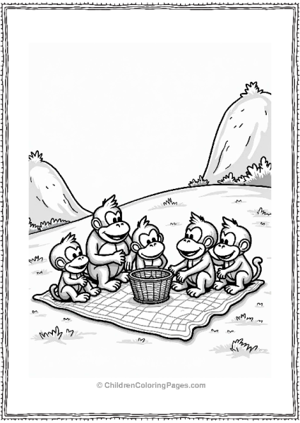 Donkey Kong Family Picnic Scene Free PDF Printable