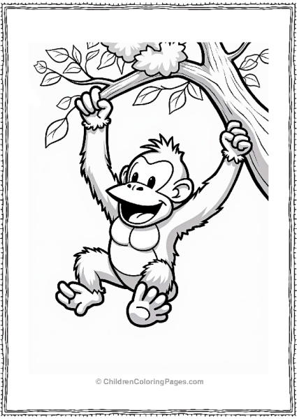 Donkey Kong Swinging From A Tree Free PDF Printable